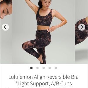 Lululemon Align bra size 8 pink/gray tie dye and reversible